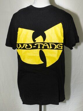 Wu-Tang Mens Medium Black Shirt Crew Neck Distressed Logo GUC